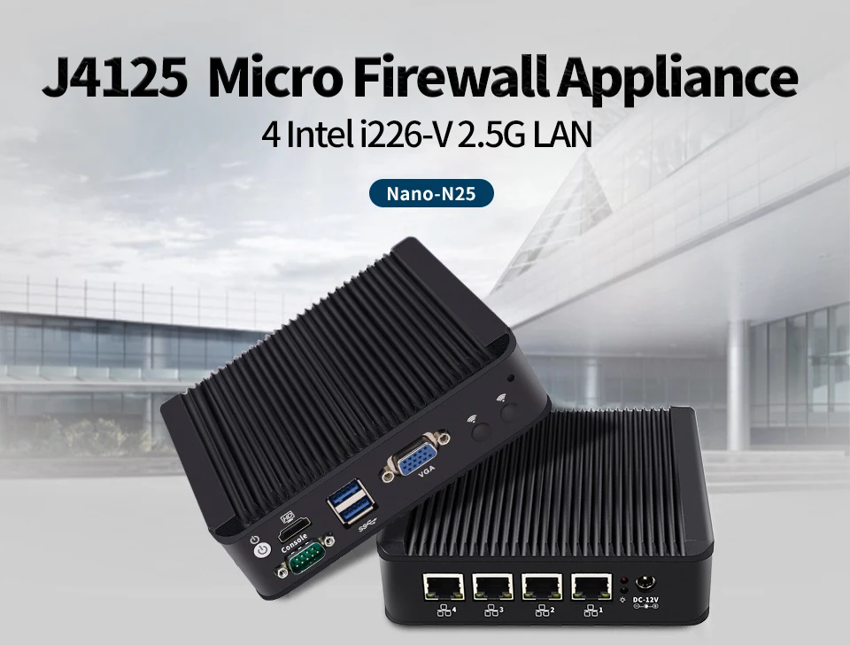 Yanling J4125 Quad Core Fanless Mini PC with 4 Intel I226 2.5G Lan Ports - Compact Firewall Router Appliance Description Image.This Product Can Be Found With The Tag Names Barebone Mini PC, Computer Office, Mini pc