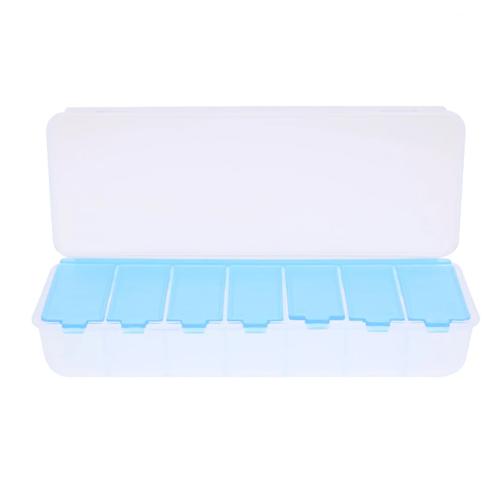 Blue Waterproof 7 Compartment Pill Box Medicine Storage Case