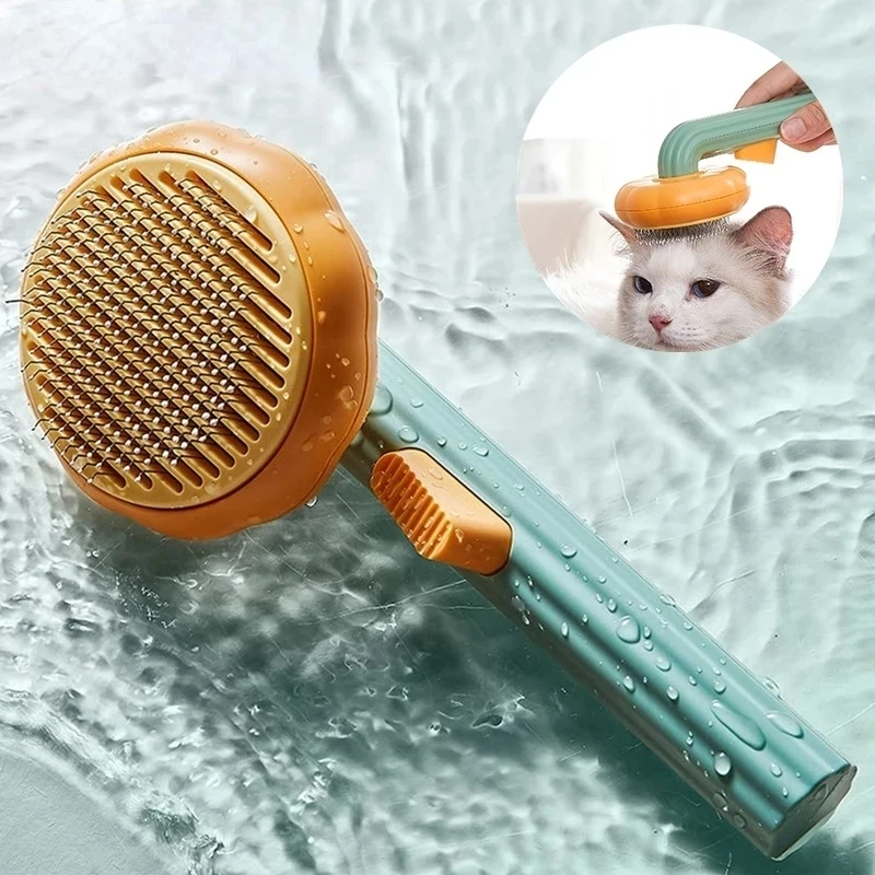 Pumpkin Self Cleaning Slicker Comb Pet Dog Cat Comb Hair Massage Brush
