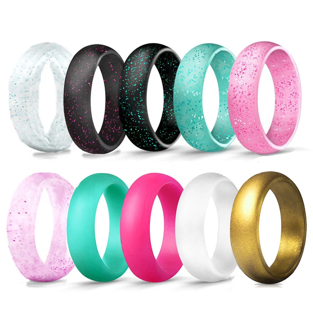 Anelli Di Gioielli Da Donna In Silicone Da 5.7Mm Elastici Flessibili Fda Food Grade Silicone Charm Finger Gothic Wedding Ring Ipoallergenico