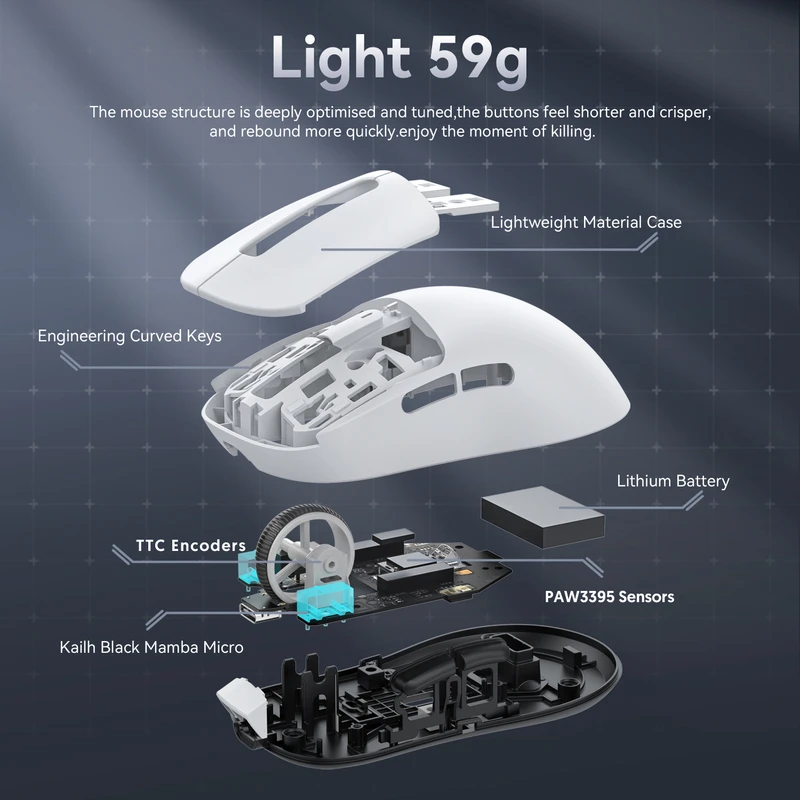 2026 Winter New Gaming Mouse Ergonomics Pro Wireless Mouse Lightweight DPI 2-Mode Connection Macro Esports for Win/Xbox/PS/Mac