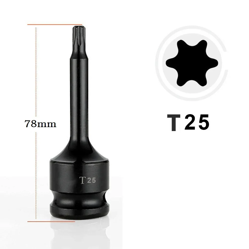 육각 Torx 스크루 드라이버 비트, 임팩트 드라이브 소켓 어댑터 헤드 T20-T100, 전동 공구 액세서리용, 1/2 인치, 1PC