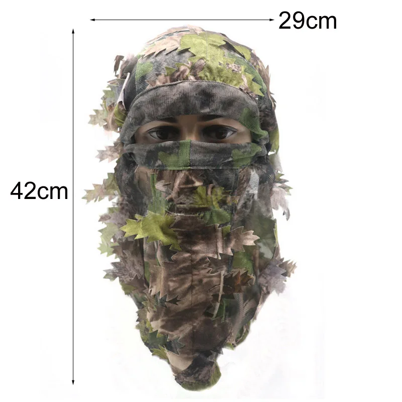 Airsoft Camouflage 3D Stereo Mask Outdoor Breathable Sun Protection Fishing Hunting Bionic Balaclava Headgear Disguise Leaf Mask
