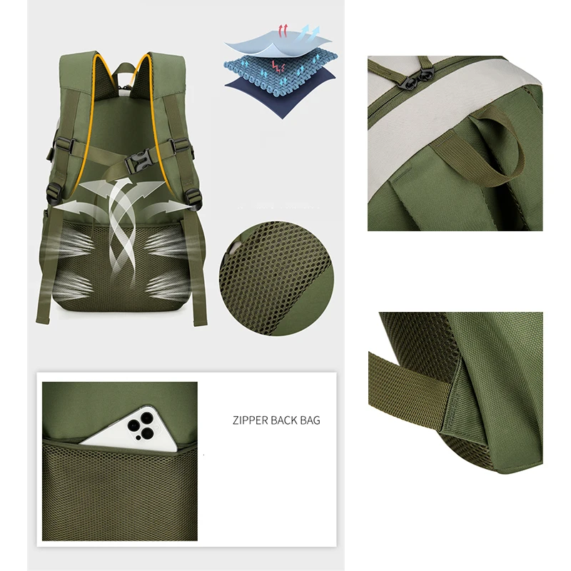 VC Contrasting Color Hiking Backpack for Outdoor Travel Waterproof Lightweight Men's Backpack Daily Versatile Backpack Unisex 3