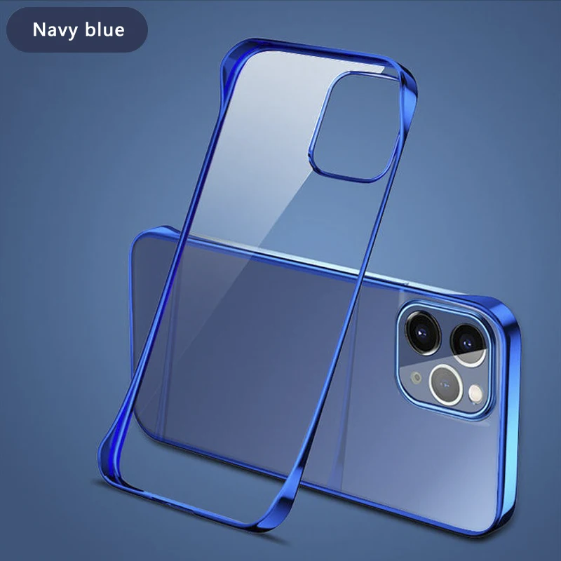 Transparent PC Hard Plating Frameless Phone Case For Iphone 13 Pro Max 12 Mini 11 X XR Xs Max 7 8Plus Borderless Thin Cover Case waterproof phone pouch Cases & Covers