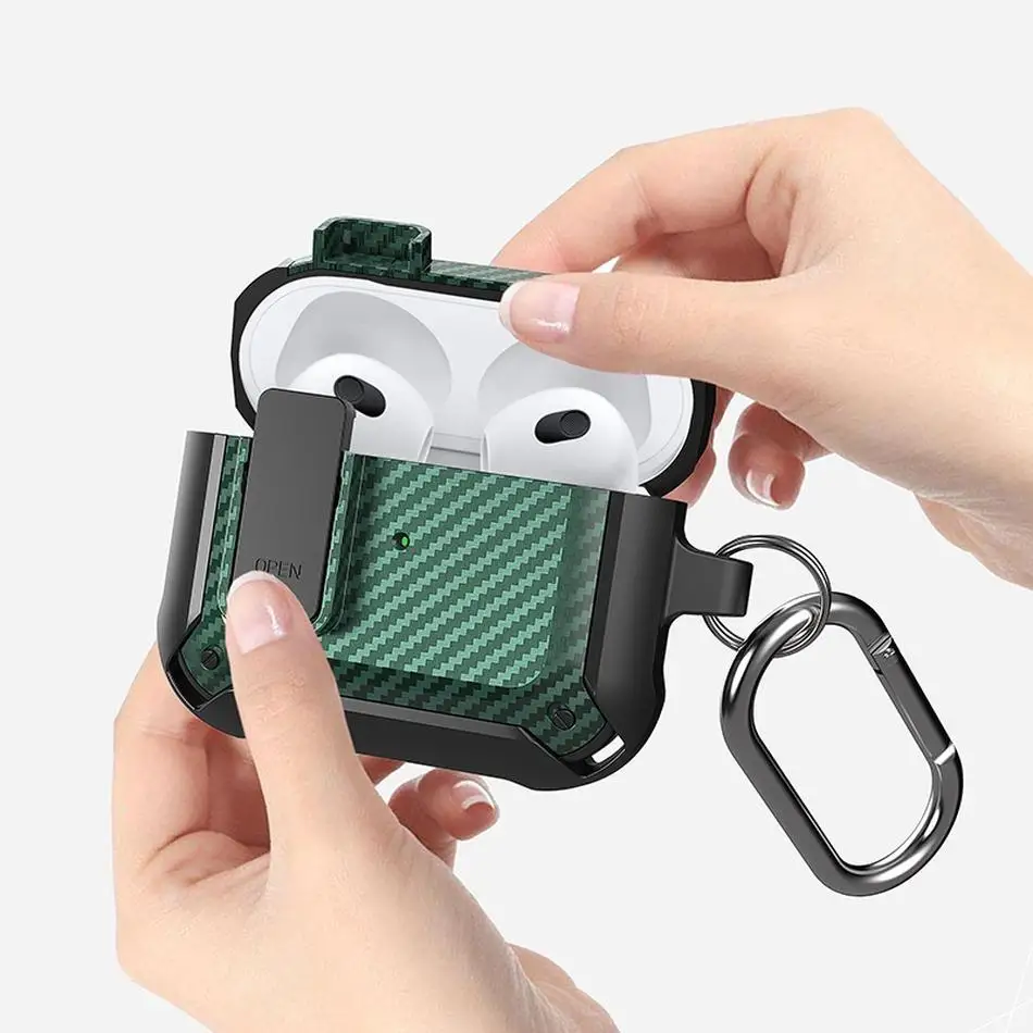 Shockproof Portable Headphone Case with Security Lock and Keychain