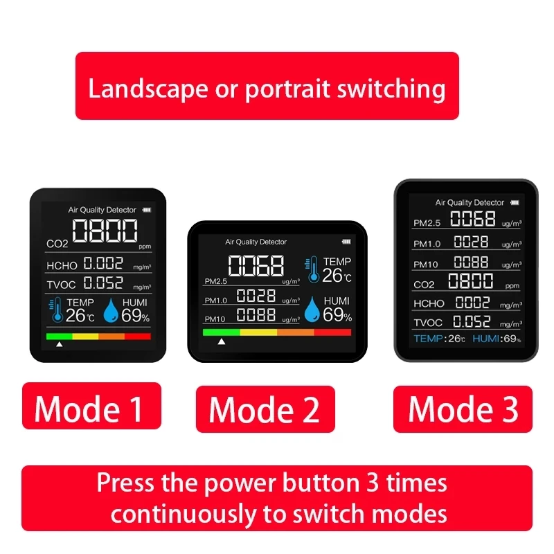 2022 NEW Portable CO2 Digital Sensor Tester Air Quality Monitor Carbon Dioxide PM2.5 PM10 PM1.0 TVOC HCHO TEMP HUMI Detector | Красота и