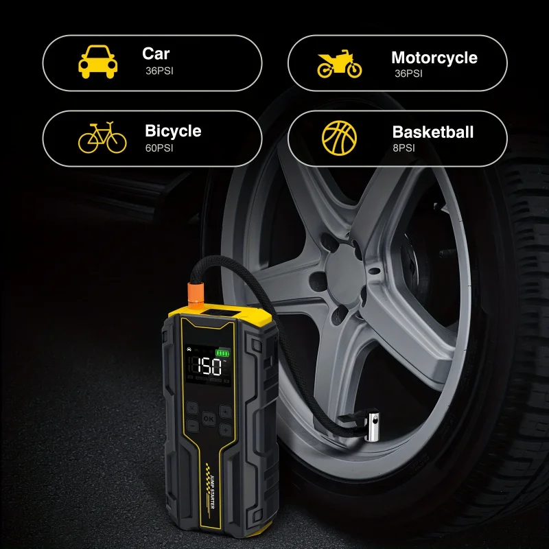 جهاز تشغيل السيارات VoltSurge مع ضاغط الهواء هو بط...