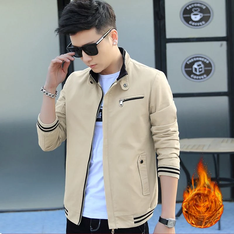 

2023 Men Spring Autumn New Korean Stand Collar Casual Jackets Male Slim Fit Cargo Overcoats Men Solid Color Pockets Coats P600
