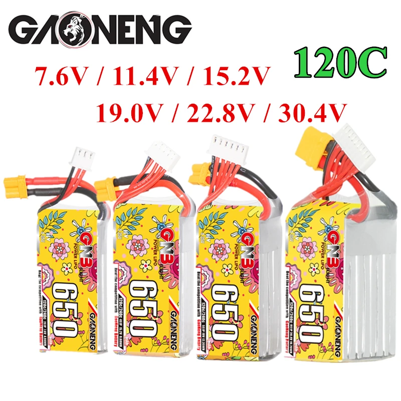 

GNB 2S/3S/4S/5S/6S/8S 650mAh 120C/240C Lipo Battery For RC Quadcopter Helicopter FPV Racing Drone Battery With XT30 Plug