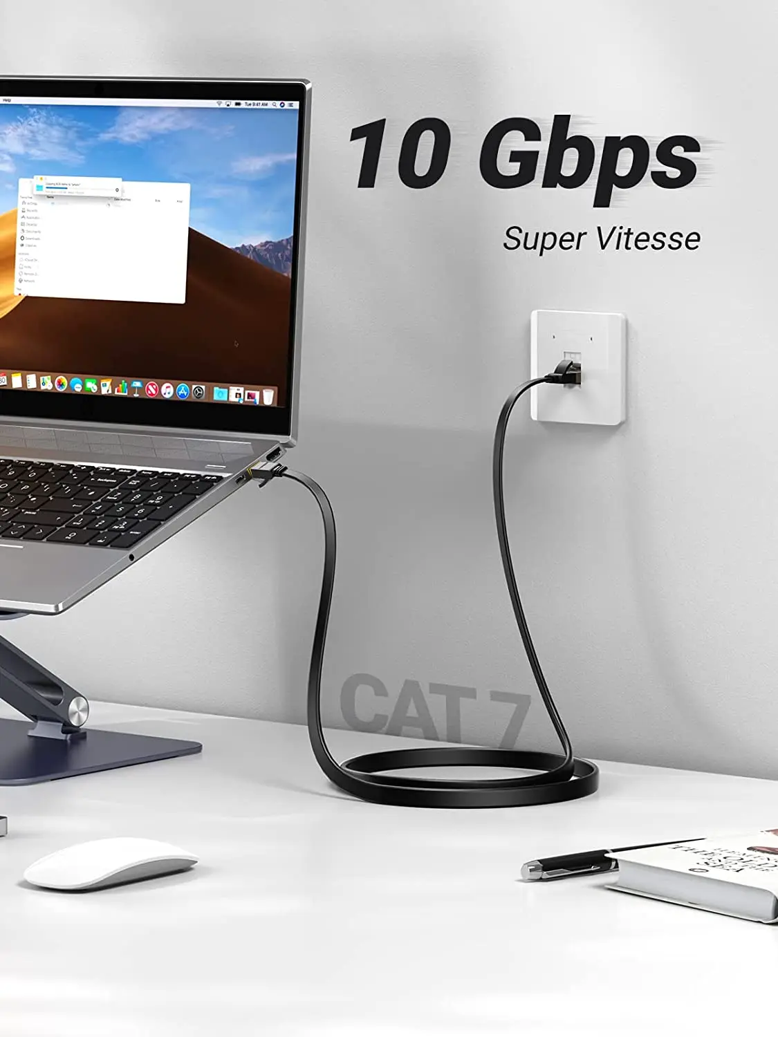 UGREEN Cat 7 이더넷 케이블 Cat7 고속 플랫 기가비트 RJ45 LAN 케이블 10Gbps 차폐형 인터넷 네트워크 패치 코드