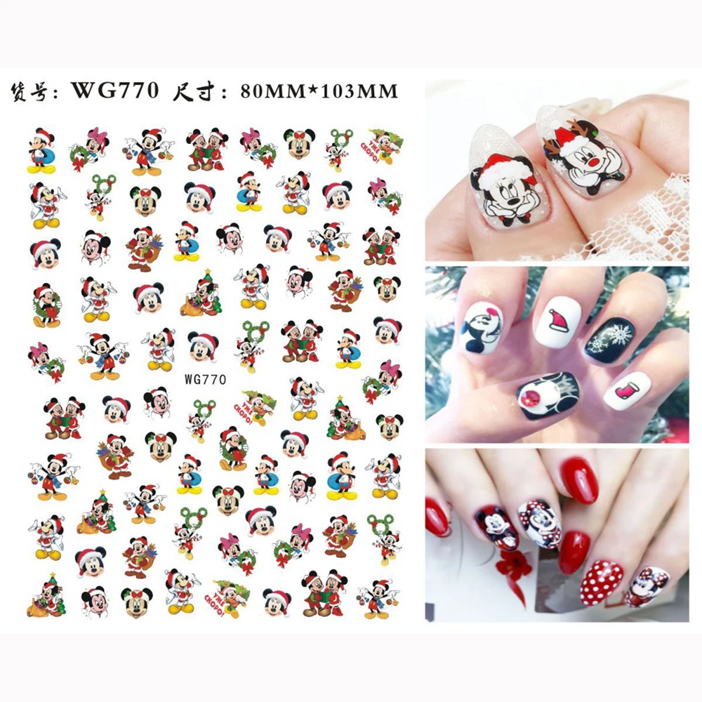 10PCS Christmas Disney Nail Art Decal Green skin monster text Mickey Nail Deco Art Decal 3D Back glue Party Green Nail slider 6