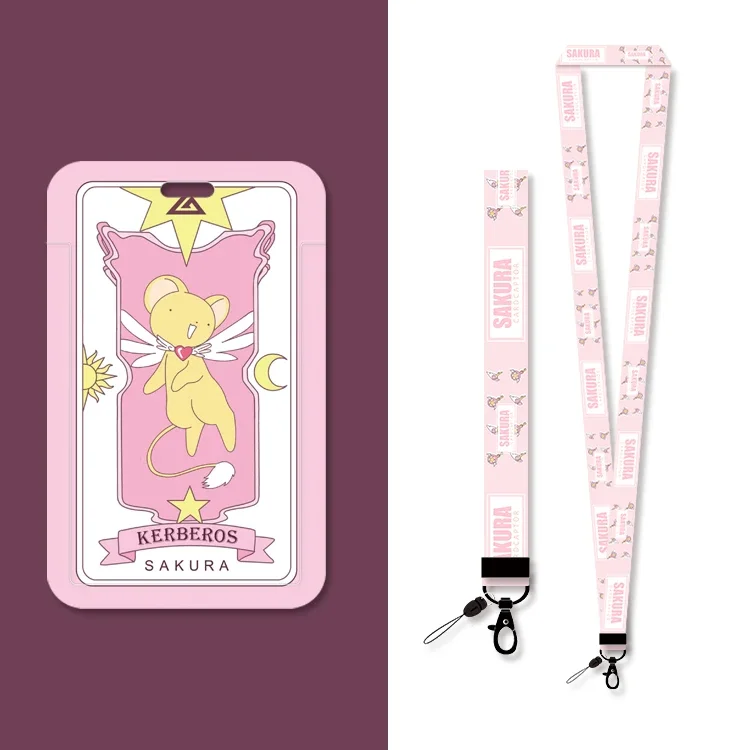 Anime Sakura Card Captor Card Case Keychain Keyring Lanyard Lady
