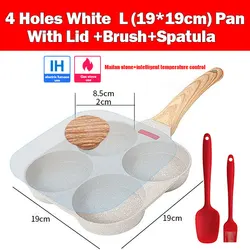 Premium Nonstick Omelet & Pancake Breakfast Pan with Lid - 4 Cup Design (White L Pan Set)