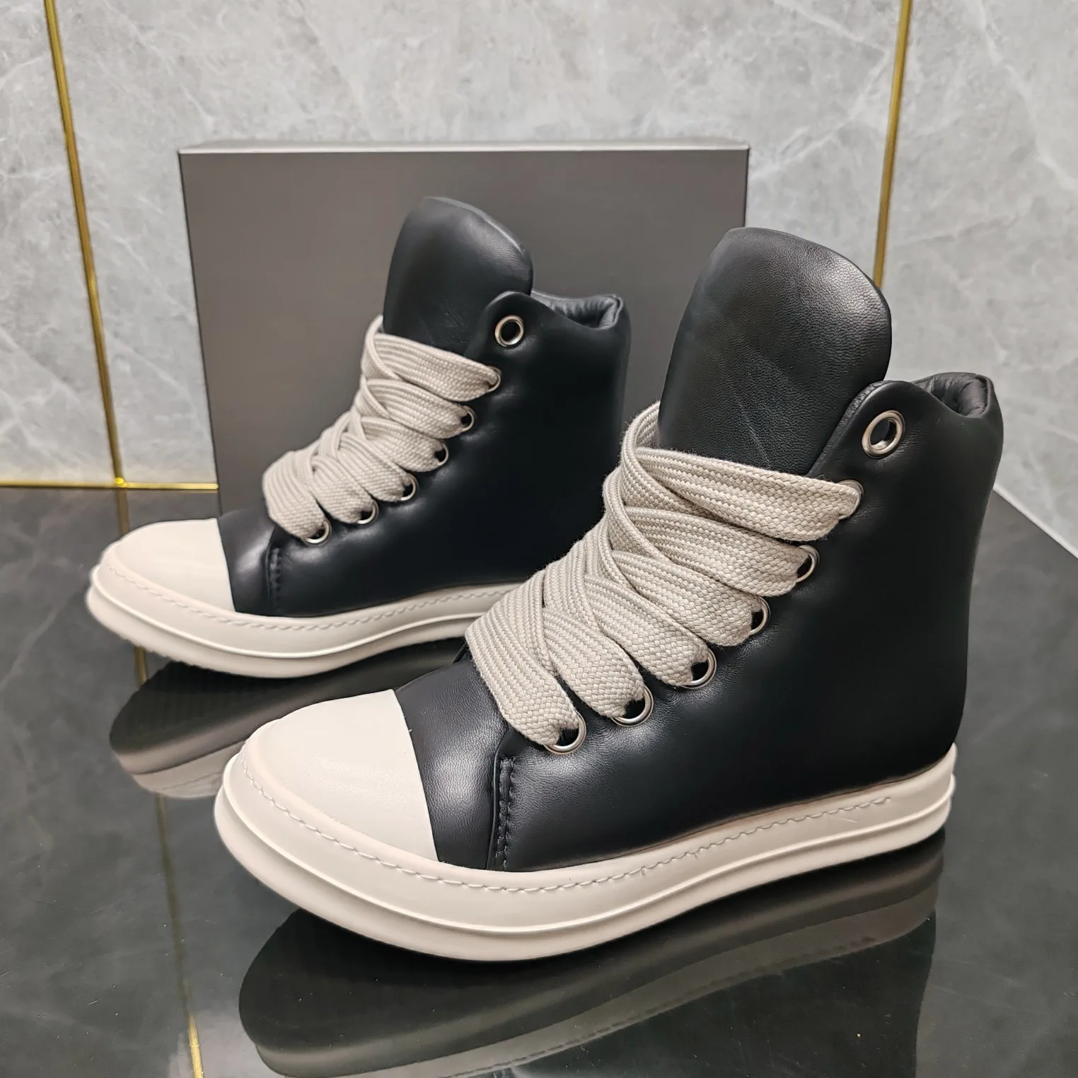 Ricks shoes new high-top Jigglypuff bread shoes super soft lambskin thick lace-up simple couple shoes student shoes. 3