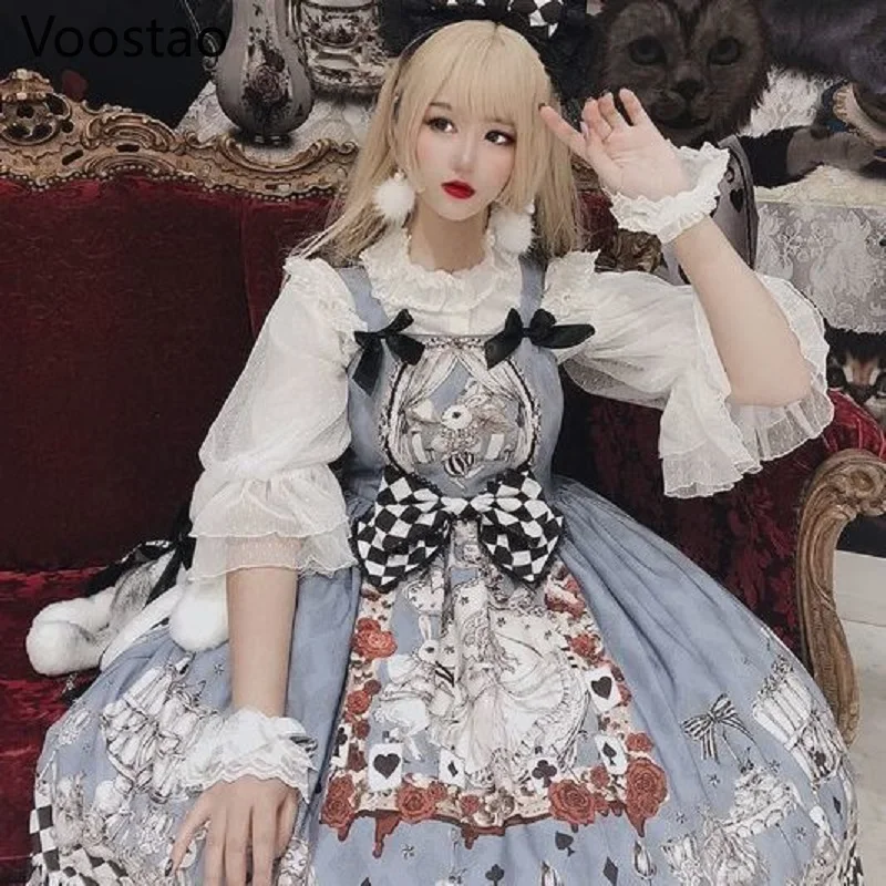 Lolita Dress Lolita Suspender Dress Suspender Dress Japanese Gothic Girls Vintage Funeral Jsk Women Harajuku Sleeveless Punk