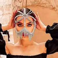 New Sparkling Diamond Retro Tassel Headwear Hair Accessories European and American Fashion Diamond Set Mask Accessories