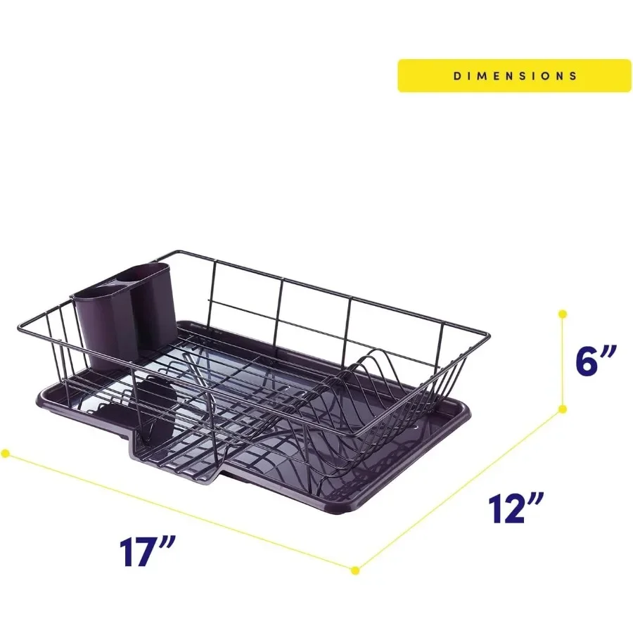 SpaceSaving 3Piece Dish Drainer Rack Set: Efficient Kitchen Organizer for Quick Drying and Storage Includes Cutlery Holder and