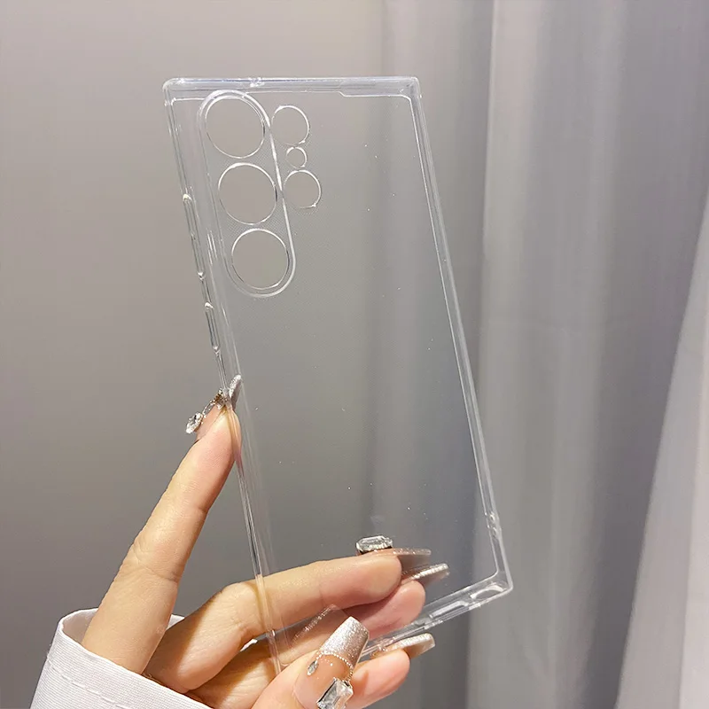 Luxury Transparent Ultra-Thin Soft TPU Phone Case with Clear Back Cover