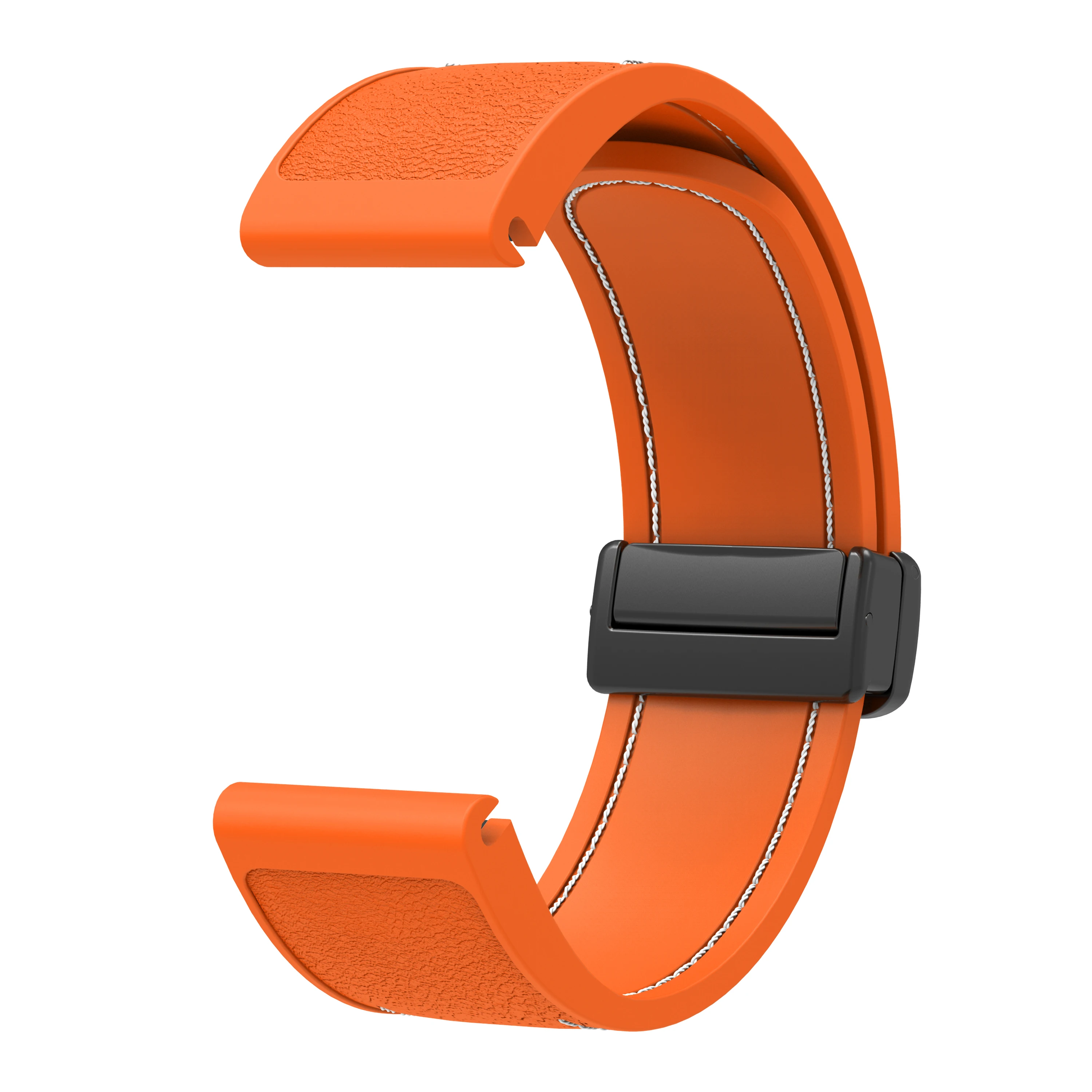 Folding Magnetic Silicone Watch Strap with Quick-Release Stitching Design