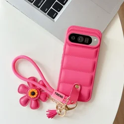 Sunflower Down Jacket Soft TPU Case with Hand Wrist Strap - Google Pixel 3a (RoseRedGS)