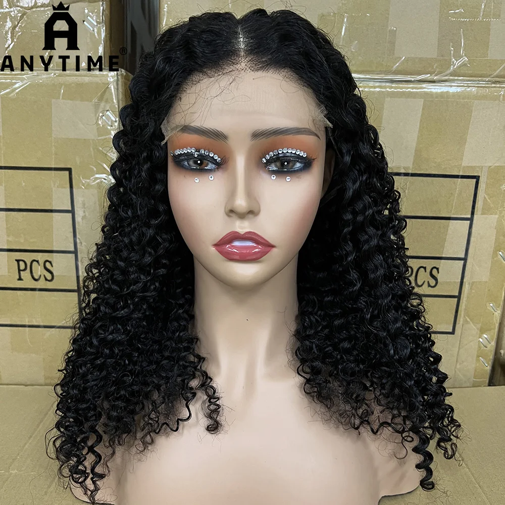 250% Density Jerry Curly 5X5 HD Transparent Lace Closure Human Hair Kinky Glueless Wig Double Drawn Human HairFor Black Women