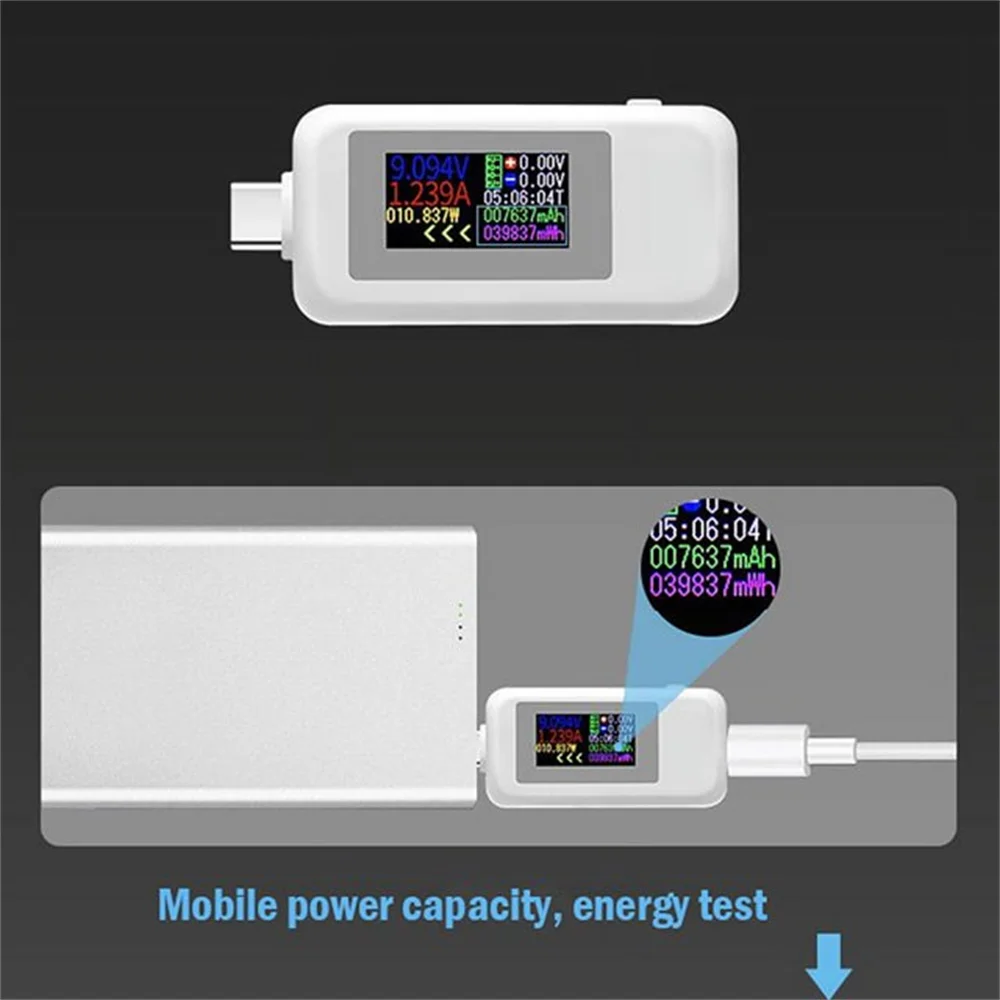 USB Tester 10 in 1 Type-C Colorful Display AC Meter Current Voltage Monitor Power