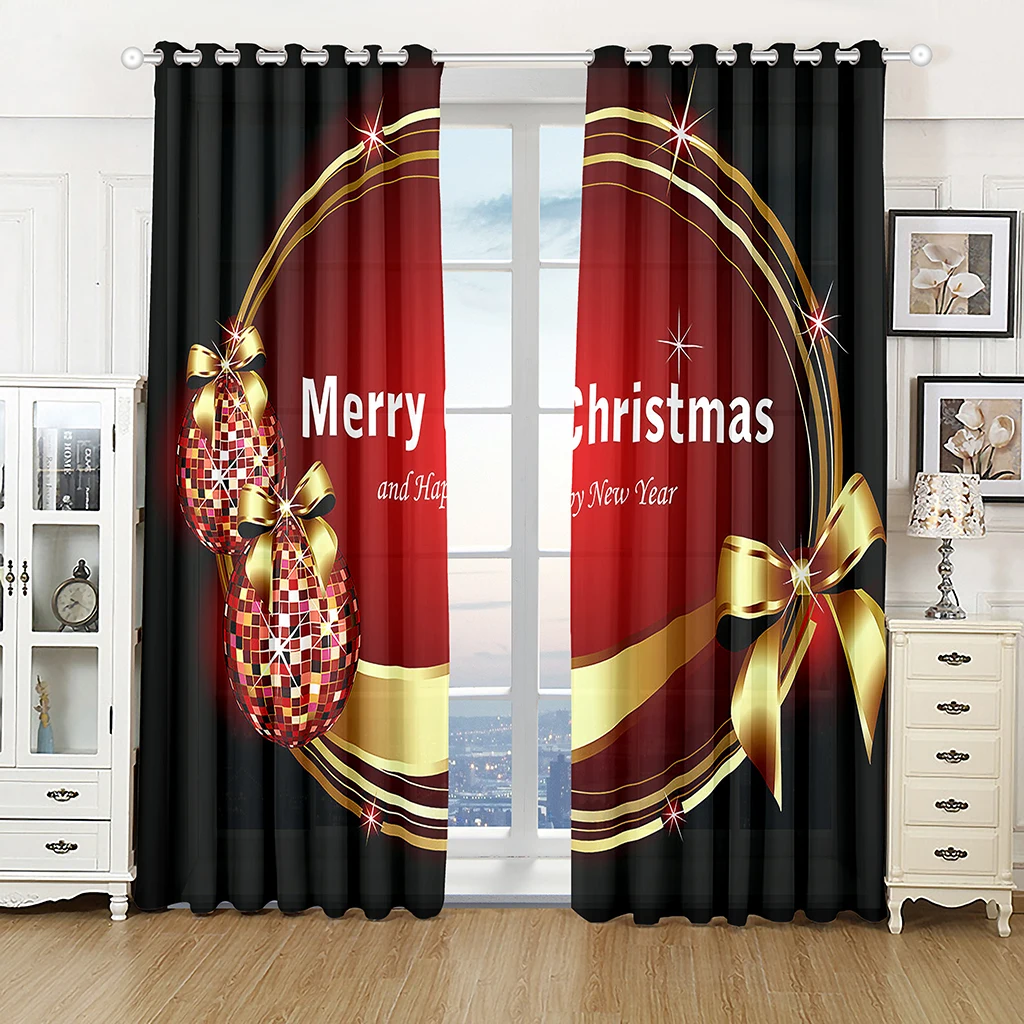 2024 Christmas Window Curtains Decor For Home Bedroom Kitchen Living Room Christmas Ornament Xmas Gifts Navidad Natal New Year 4