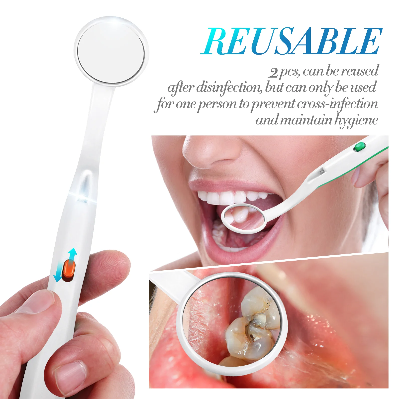 Mirror Mouth Inspectionoral Teeth Toolangle Diagnostic Fog Light Handle Led Home Curve Lighted Use Cleaning Anti Dentist Care