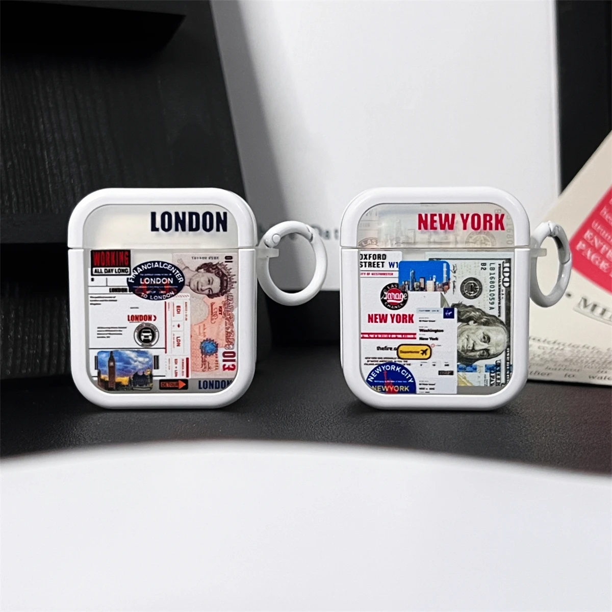 Custodia Per Auricolari New York London 2 In 1 Per Airpods Pro 2A Generazione Air Pods 1 2 3 Cover Accessori Portachiavi