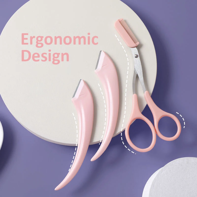 Accessories Eyebrow Trimming Knife Face Razor For Women Professional Eyebrow Scissors With Comb Brow Trimmer Scraper