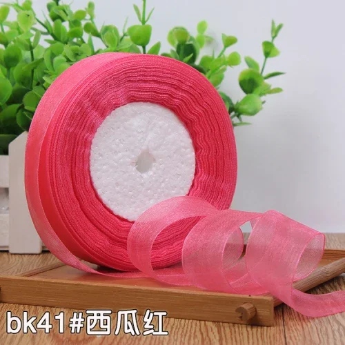 High-Density Organza Satin Ribbon for Crafts and Decoration, 15mm Width, 45 Meters