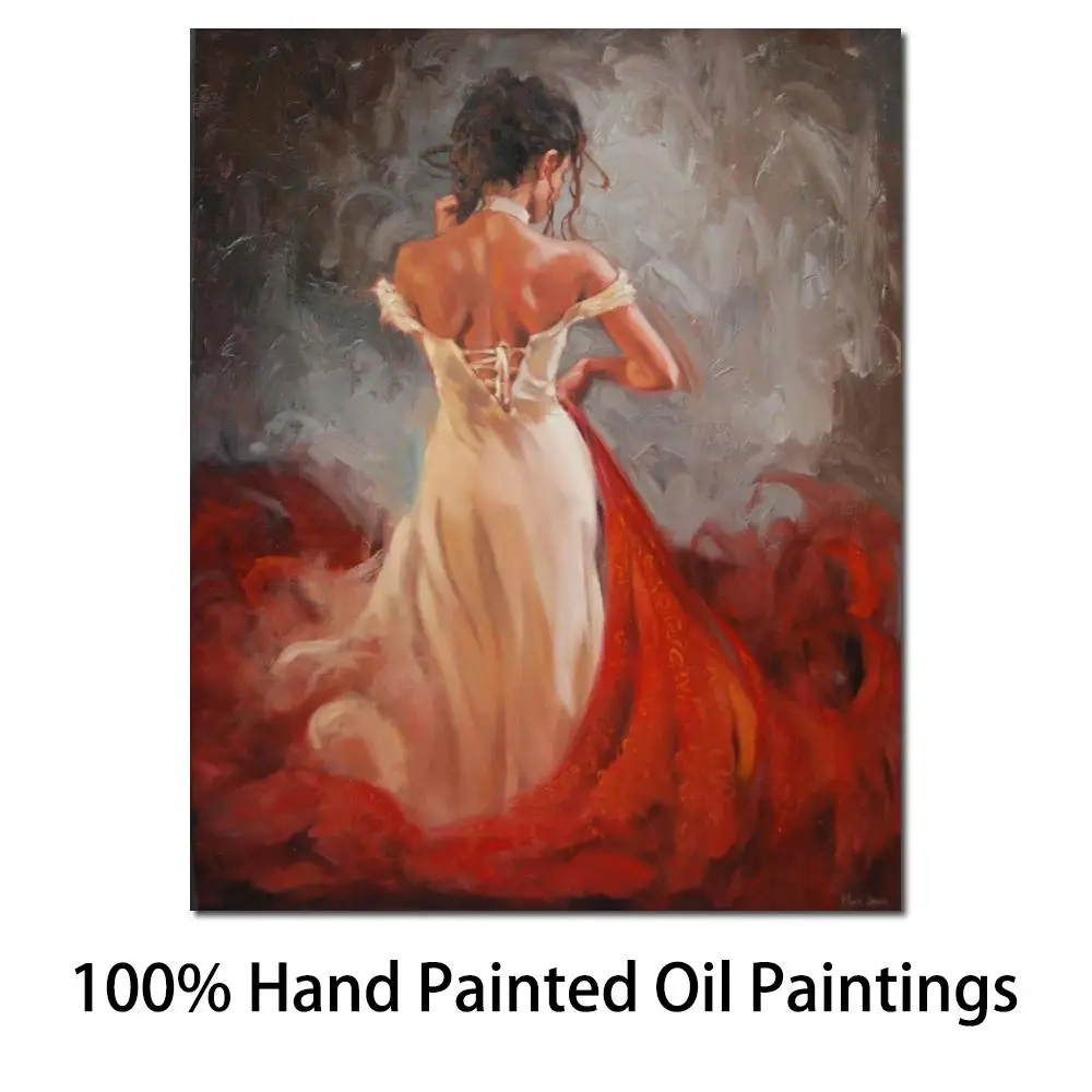 

Canvas Wall Art Dancing People Oil Painting Night Tango Modern Impressionism Woman Artwork Hand Painted Bedroom Office Decor