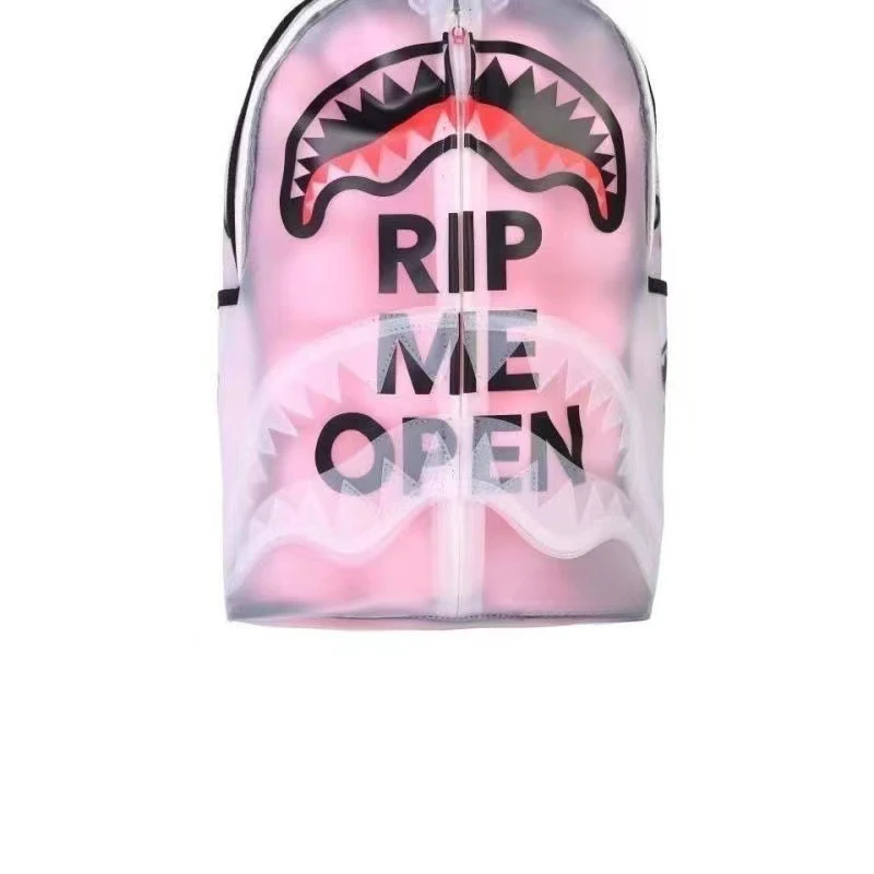 Sports Backpack Women Men Shark Student Transparent Large Capacity