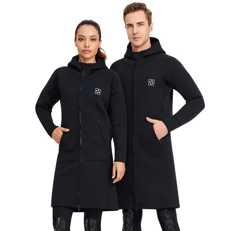 3mm Men's and Women's All-in-one Diving Long Trench Coat Waterproof Cold Proof Sun Proof Hooded Diving Jacket Neoprene Surf diving suit
