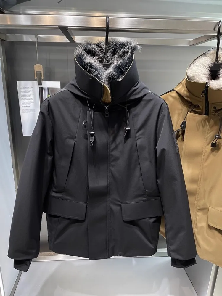 New 2023 Winter Thick Warm Mens Down Coat Removable Fur Collar Fashion Stand Collar Outside Casual Outerwear Male Windbreak Coat