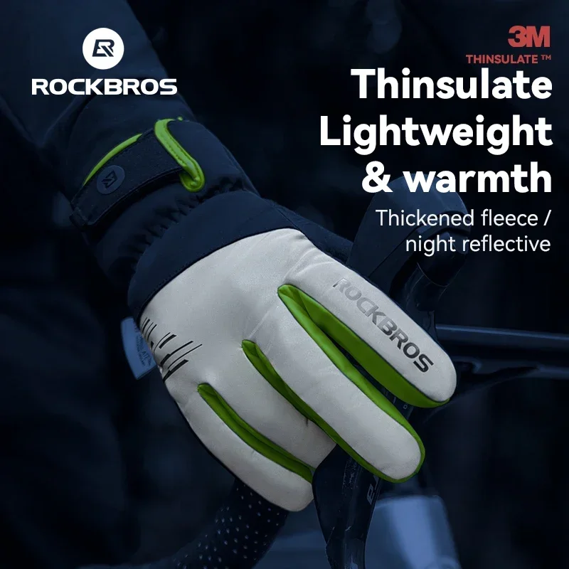 ROCKBROS Winter Gloves Keep Warm Windproof Men's Cycling Gloves Reflective Night Riding Touch Screen Cycling Glove Mtb Ski ﻿ 3