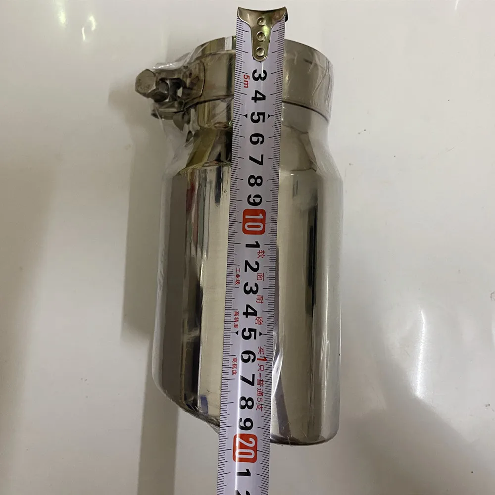 3 inch Exhaust Muffler 76MM IN 101MM OUT Exhaust Pipe 20cm long Tips Sliver