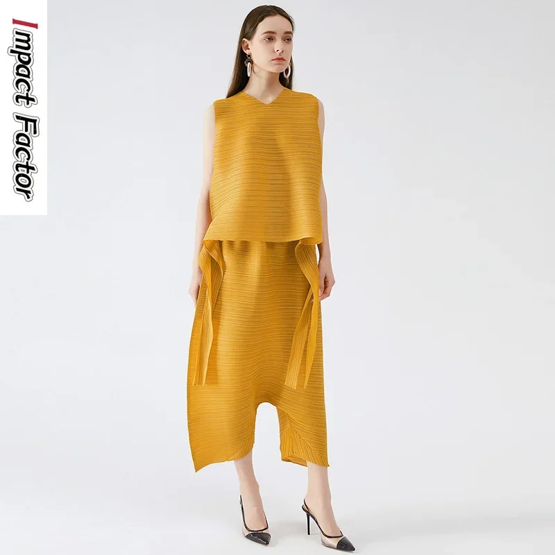 

Женский свободный комплект из двух предметов, корейский модный комплект из топа на шнуровке и широких брюк-Харун, Новинка лета 2024