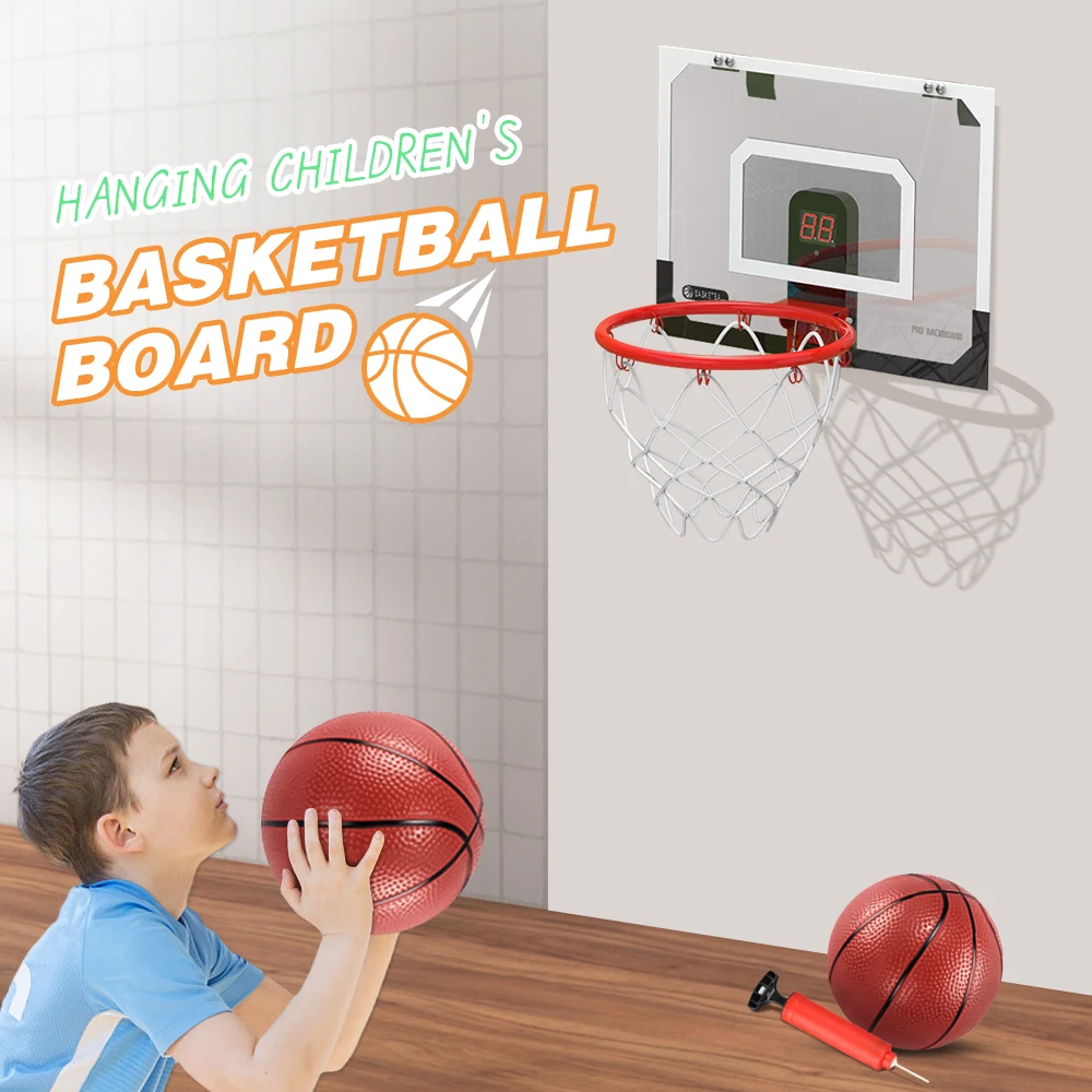 Electronic Scoring Hanging Basketball Board Kids Sports Toys for Boys Girls Foldable Basketball Hoop Throw Outdoor Indoor Games