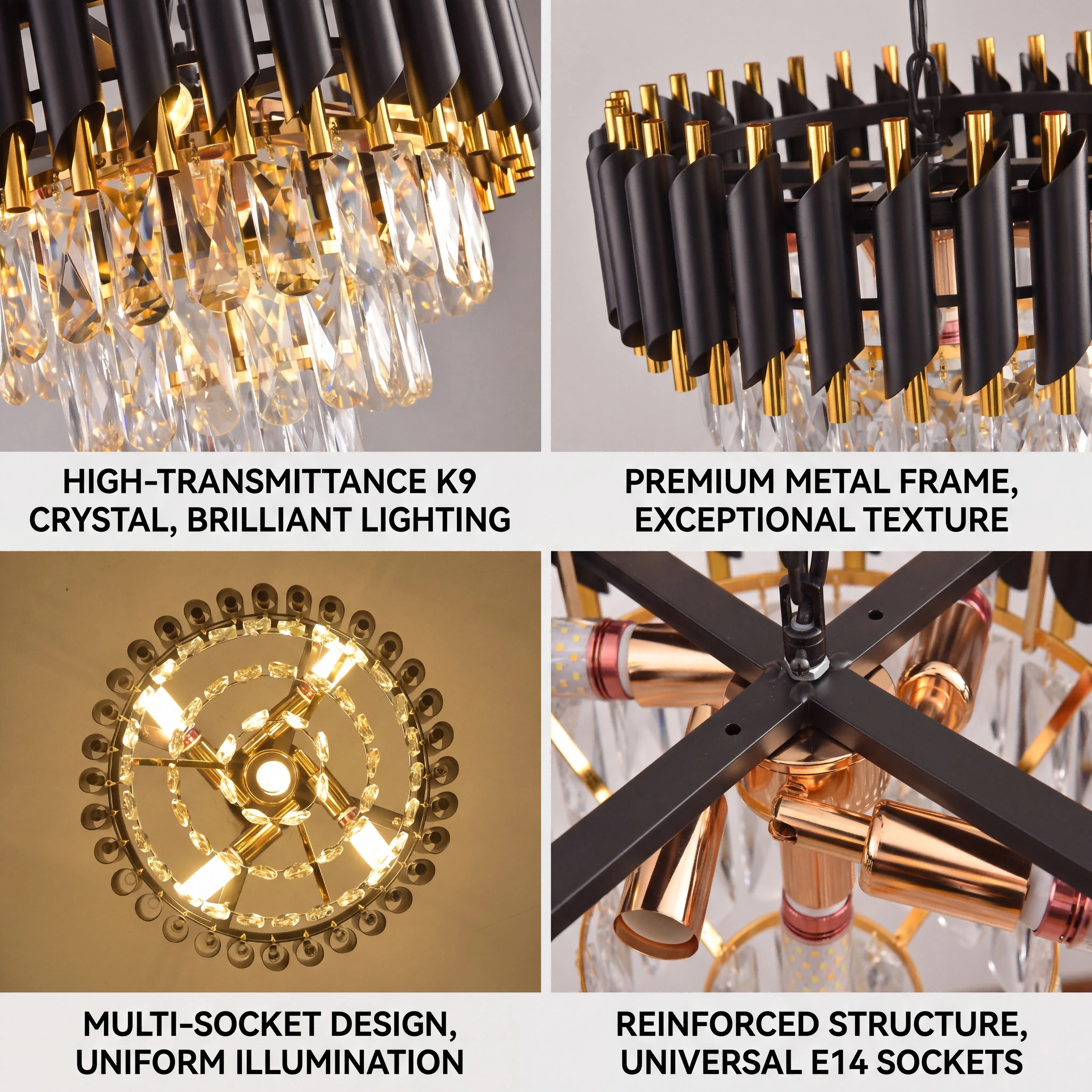 Modern Black & Gold Chandelier 6