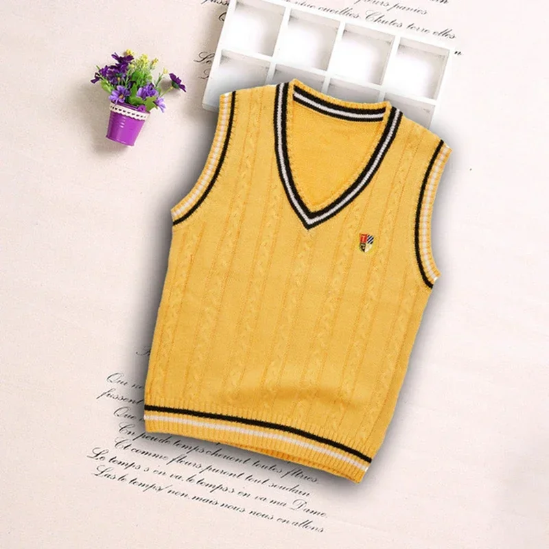 Autumn Boys Sweater Vest Clothes Baby Child Candy Color Knit Waistcoats Cartoon Letter Casual Sweatshirts For Kids Pullovers