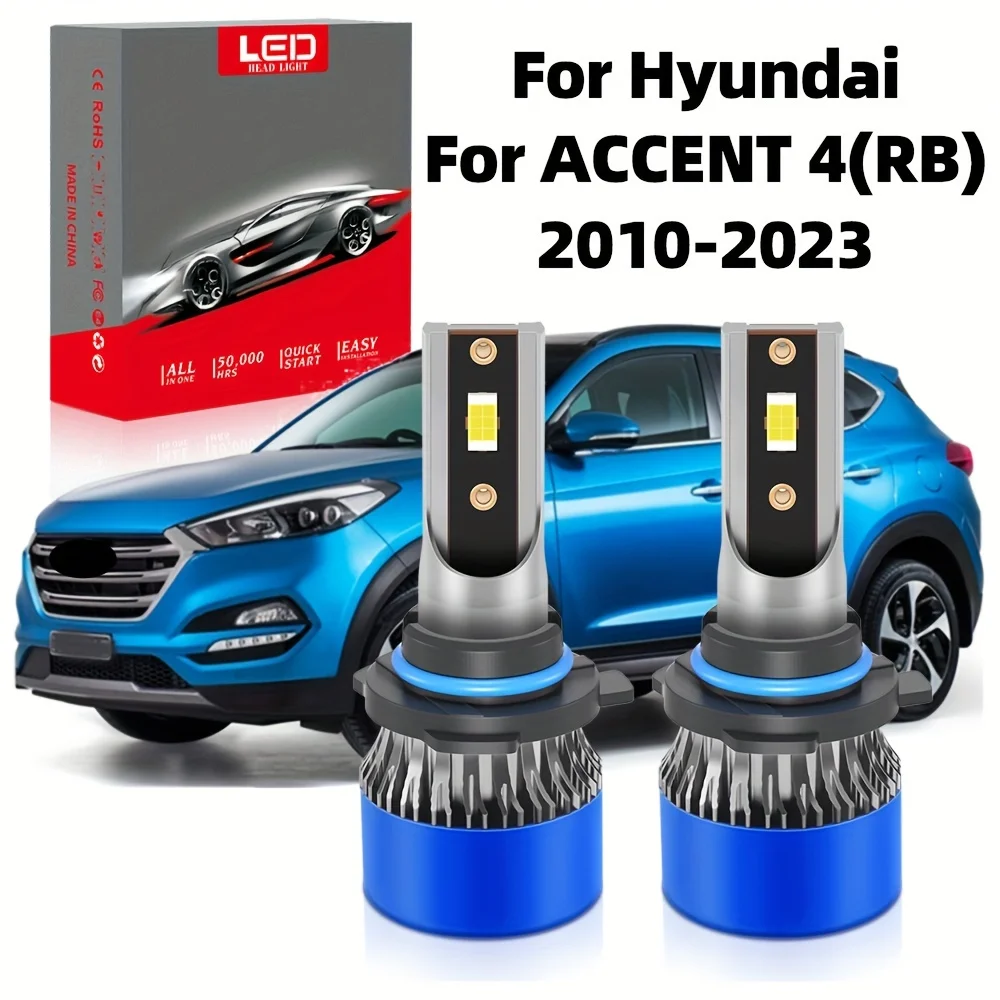 9005/HB3 LED Headlight Bulb Fit for Hyundai ACCENT 4 (2010-), 6000K White Lamp 800% Brightness, 190W/pair High Power,2pcs