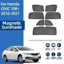 

For Honda CIVIC FC 10th Gen 2016-2021 Windshield Mesh Car Curtain Magnetic Sunshade Nylon Visor Auto Sun Protector Window Shade
