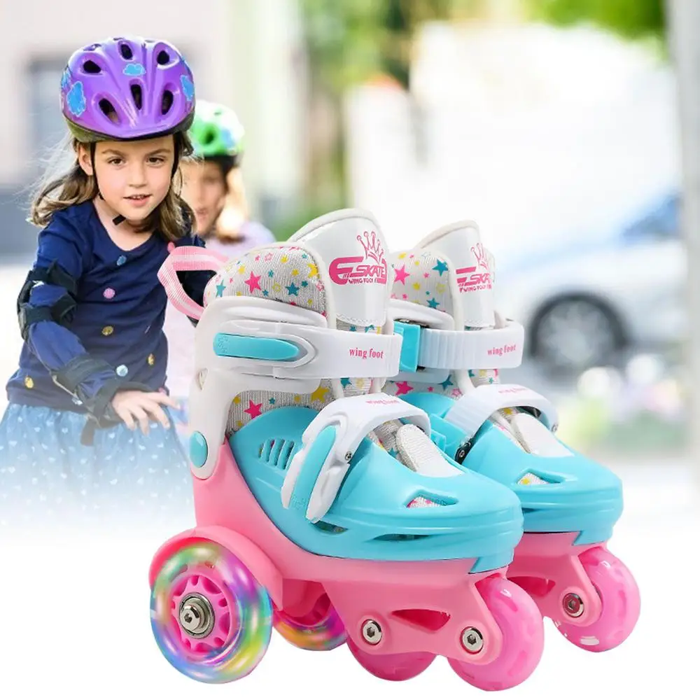 Description Picture 4 of itemAdjustable Roller Skate For Kids Girls Boys Light Up Flash Wheels 4 Wheels 2 Row Line Outdoor Sneakers Rollers Skating Shoes