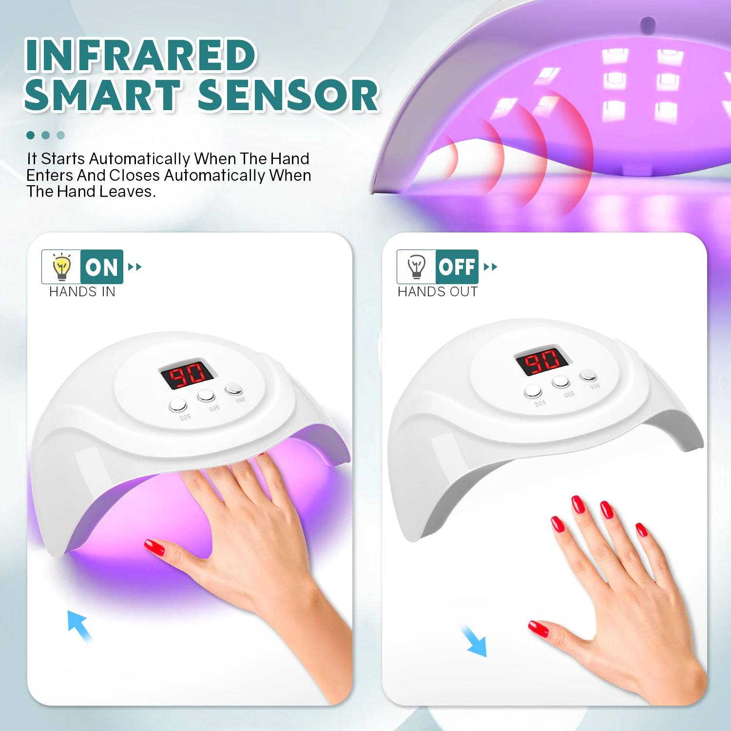 72W UV Nail Lamp Professional 24 LEDs Nail Dryer with 3 Timer Settings Quick-drying Manicure Lamp for Curing All Nails Gel 4