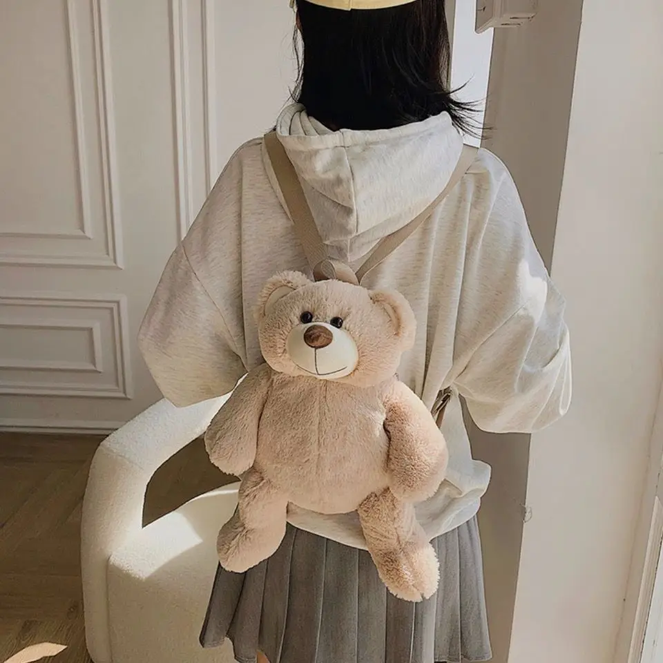 

Kawaii Backpack Teddy Bear Female New Plush Doll Backpack Casual Bag Personality Cartoon Women Bag Fashion Bagpack Woman