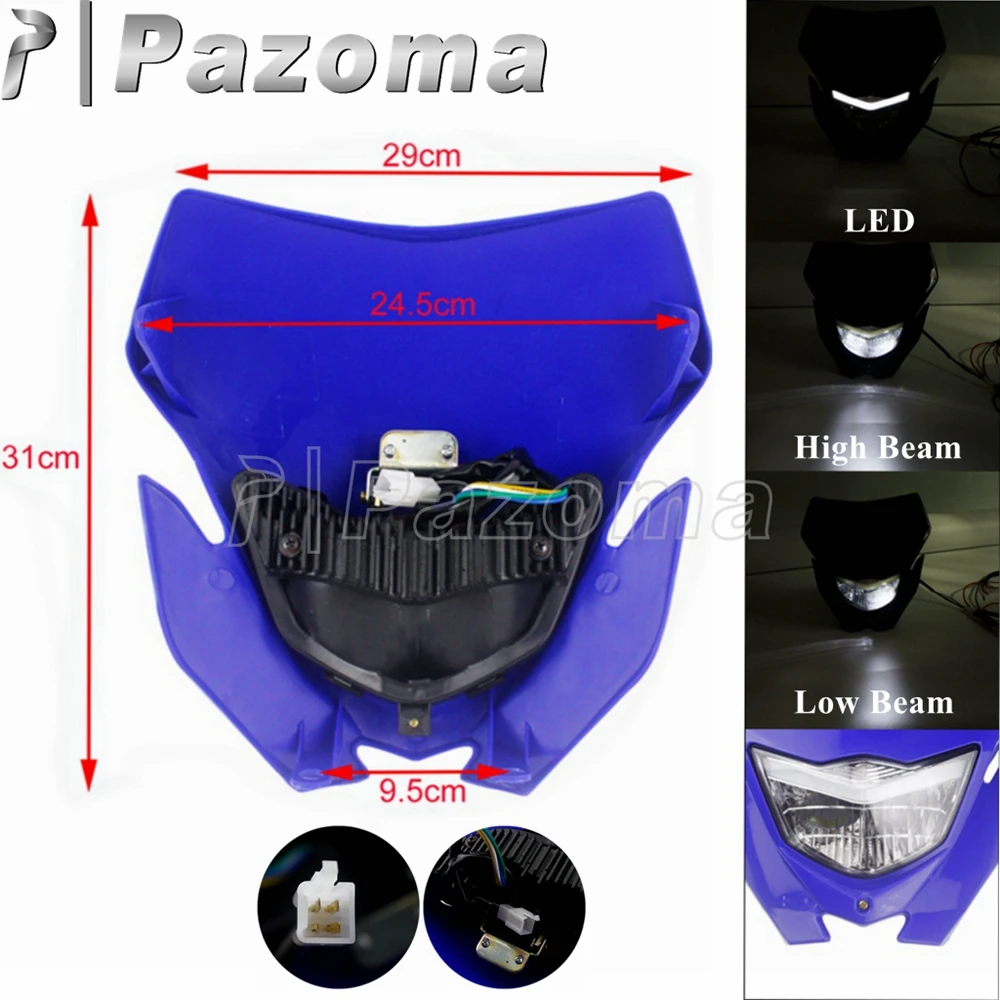 Universal Dirt Bike Motorcycle Headlamp H4 Head Light For Yamaha WR250 WR450F YZ250 YZ450F Off Road Motocross Headlight Fairing