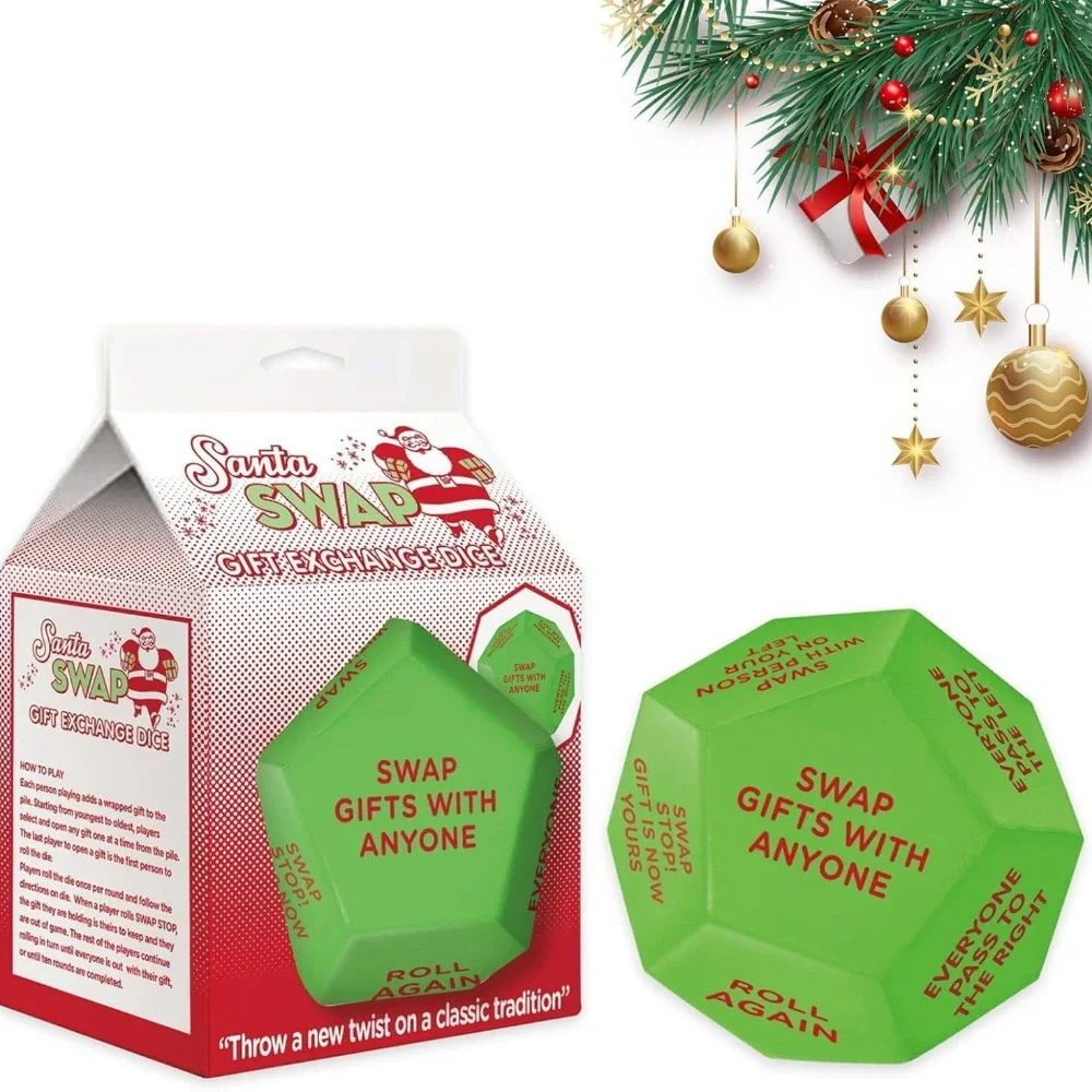 thumbnail image 1 of Gift Exchange Dice, 3 Inch, 12 Unique Sides, Christmas Supplies Gifts, Holiday Swap Favors Dice, Perfect Gathering Party Toys, 1 of 6