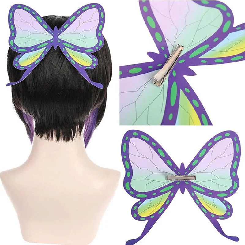 Anime  Slayer Headwear Kochou Shinobu Tsuyuri Kanawo Butterfly Headwear Hairpin Hair Clip Costume Accessories for Girls 1pc fashion metal hair clip for women girls geometric hairpin barrettes butterfly bow oil drip duckbill clip accessories gift